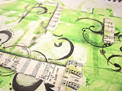 Mixed media work in progress by Janine Worthington