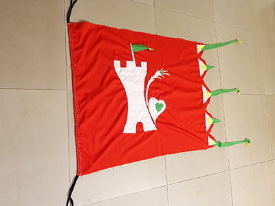 A creative flag sewn on a vintage Bernina Record 530 machine by Graham Hughes of McKinley Rd Creatives