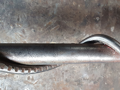 A detail image of flagpole section being welded by Graham Hughes of McKinley Rd Creatives